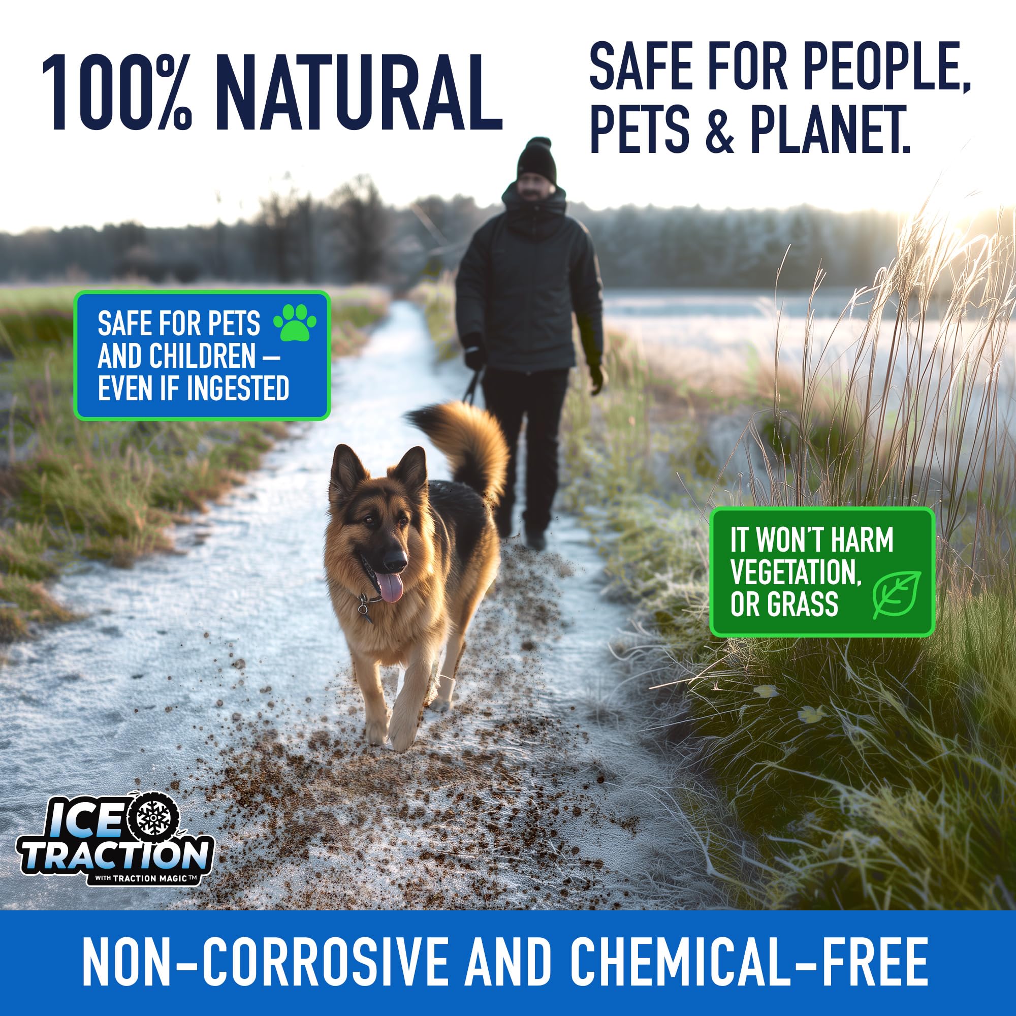 Safe Paw Ice Traction on concrete surfaces resists washout and helps footing.