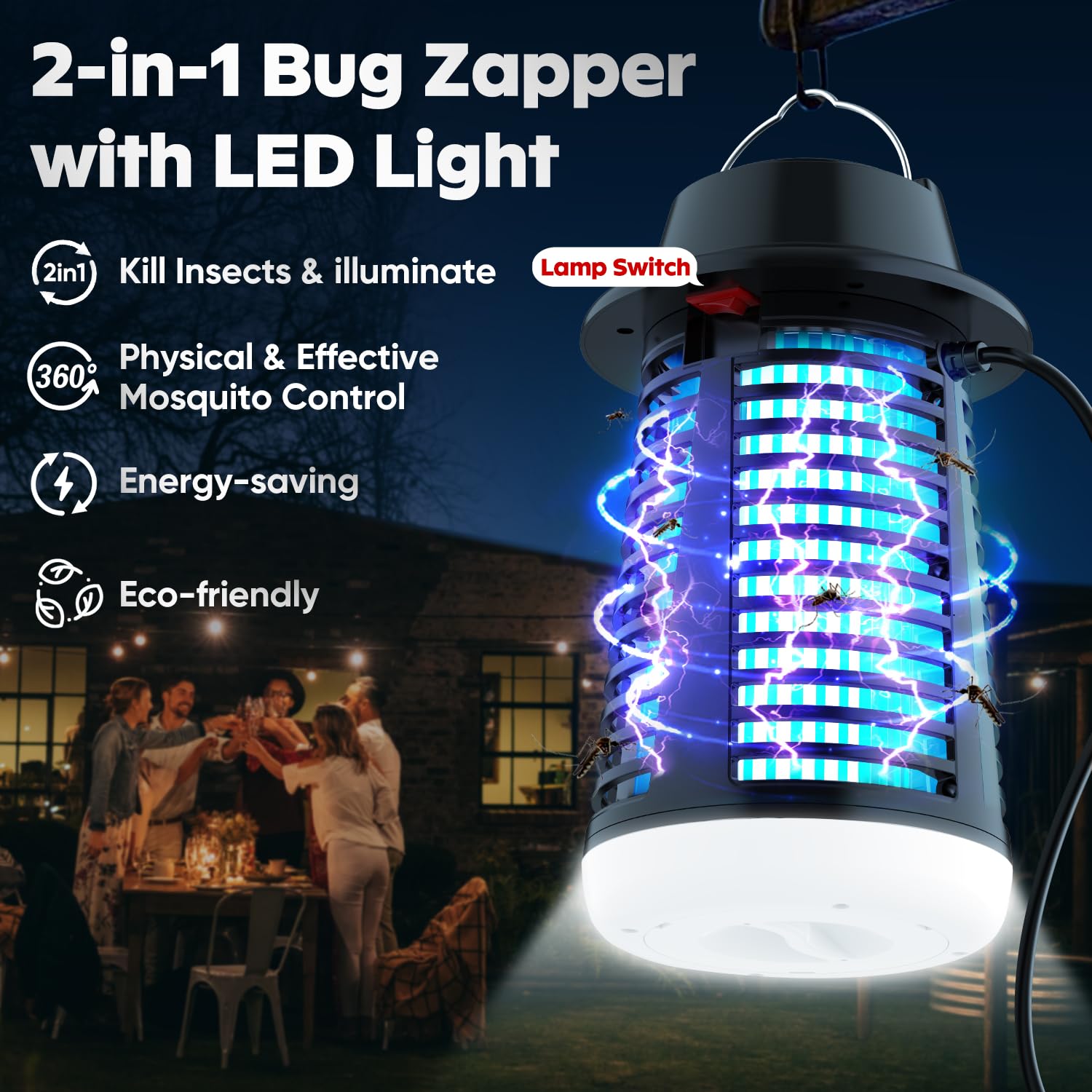 SaFeli Bug Zapper with bottom LED light for extra attraction at night