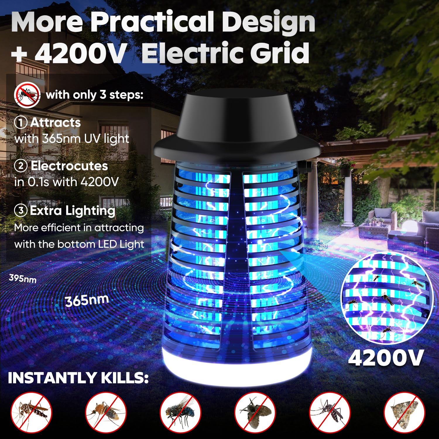 SaFeli Bug Zapper set up on an outdoor patio for evenings outdoors