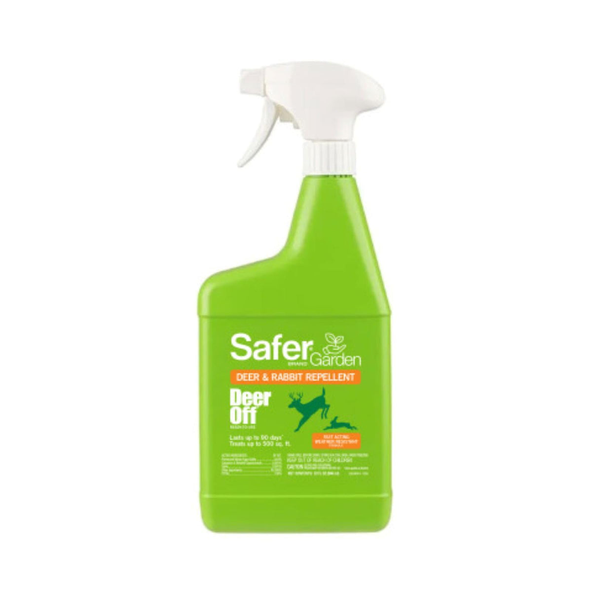 Safer Garden Deer Off spray bottle ready to protect outdoor plants from deer and rabbits.