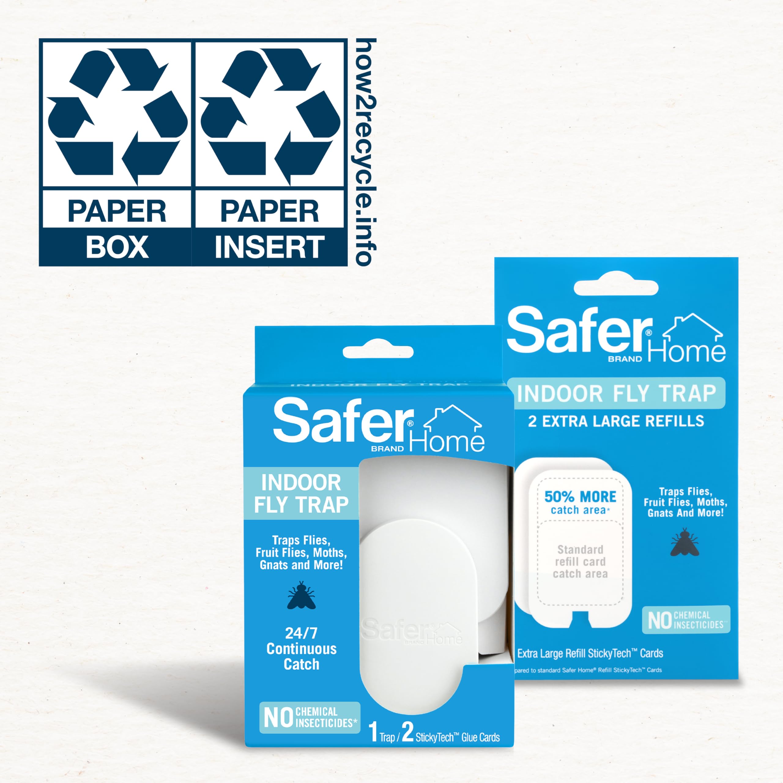 Safer Home extra-large refill catches flies, fruit flies, gnats, and moths.