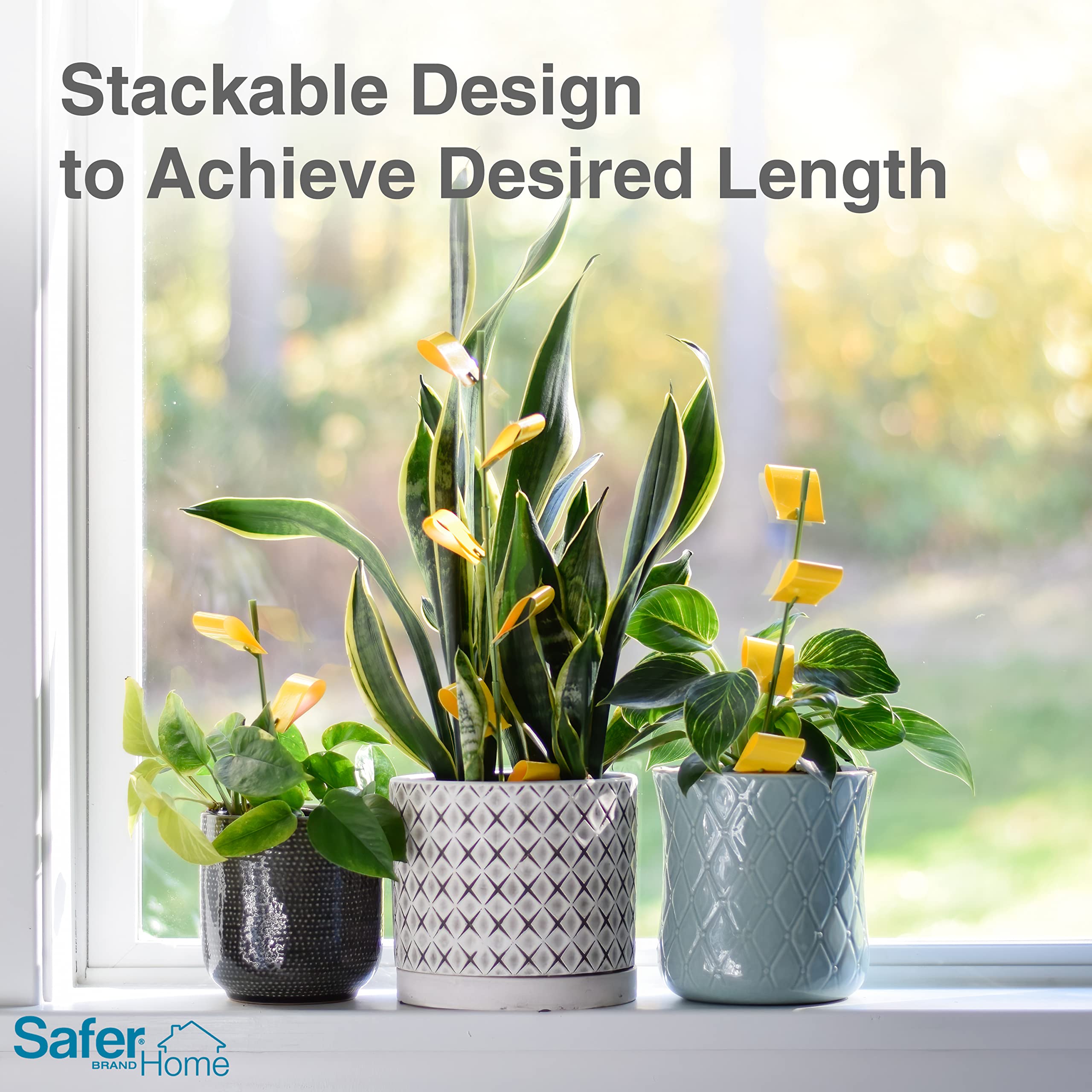 Adjustable stake length enables precise placement among potted plants