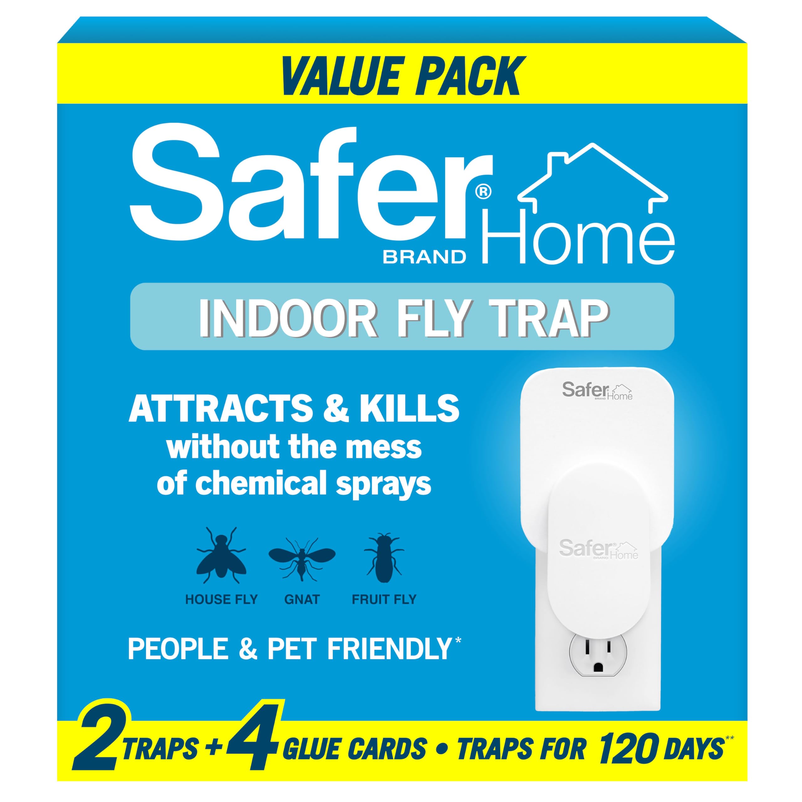 Safer Home Indoor Fly Trap uses UV LED attract for indoor pest capture.