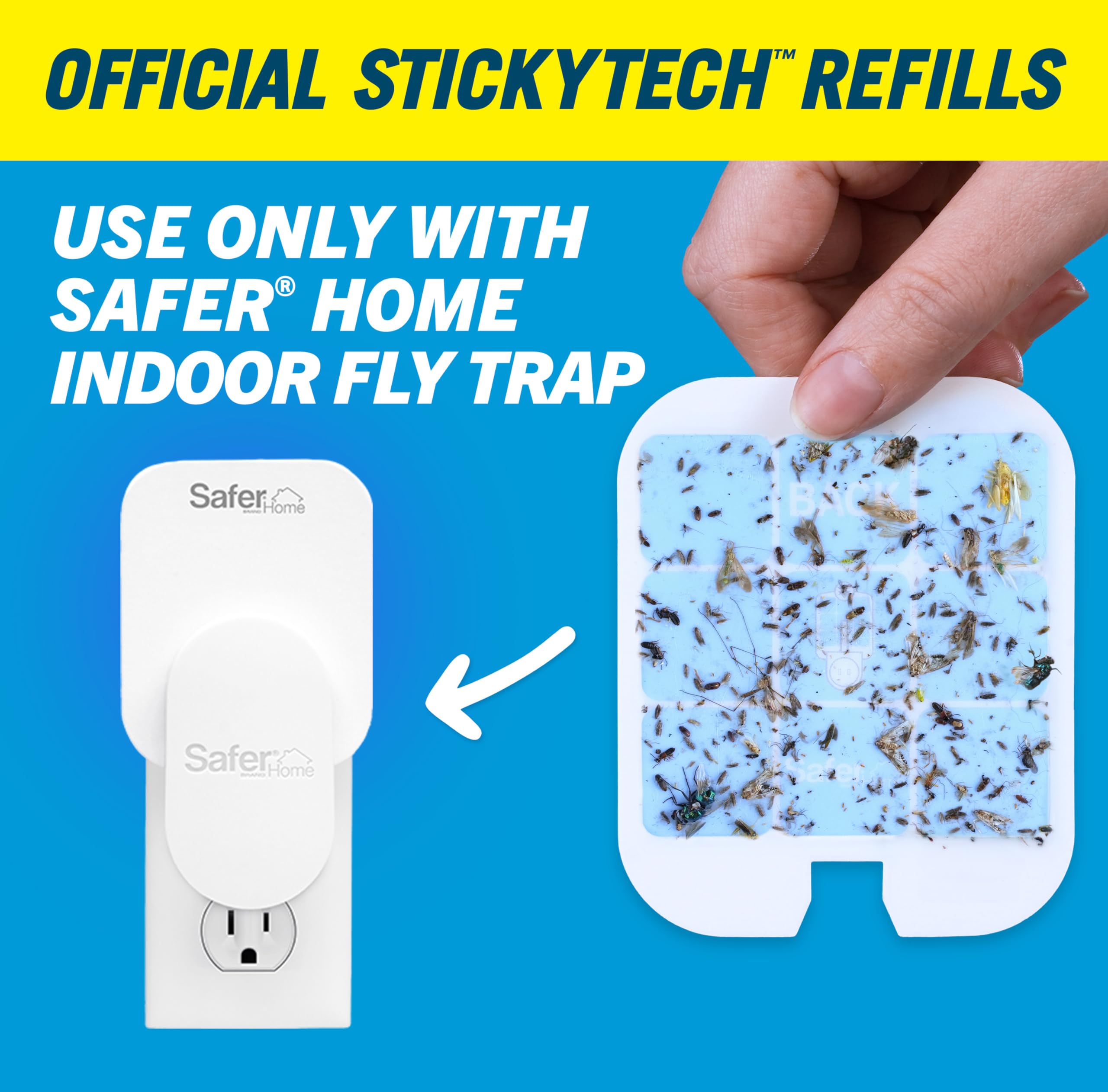 Safer Home StickyTech glue card insert on tray demonstrates secure insect capture