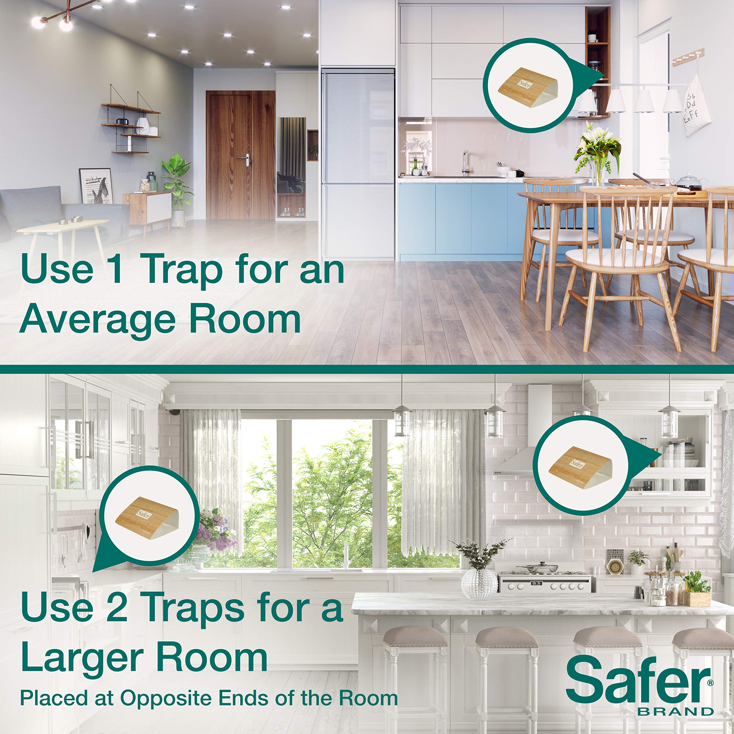 Safer pantry moth trap in use in a kitchen for pest monitoring.