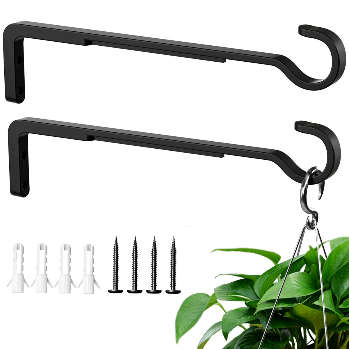 Saffruff 10-inch plant hanger pack, sturdy outdoor display for hanging pots.