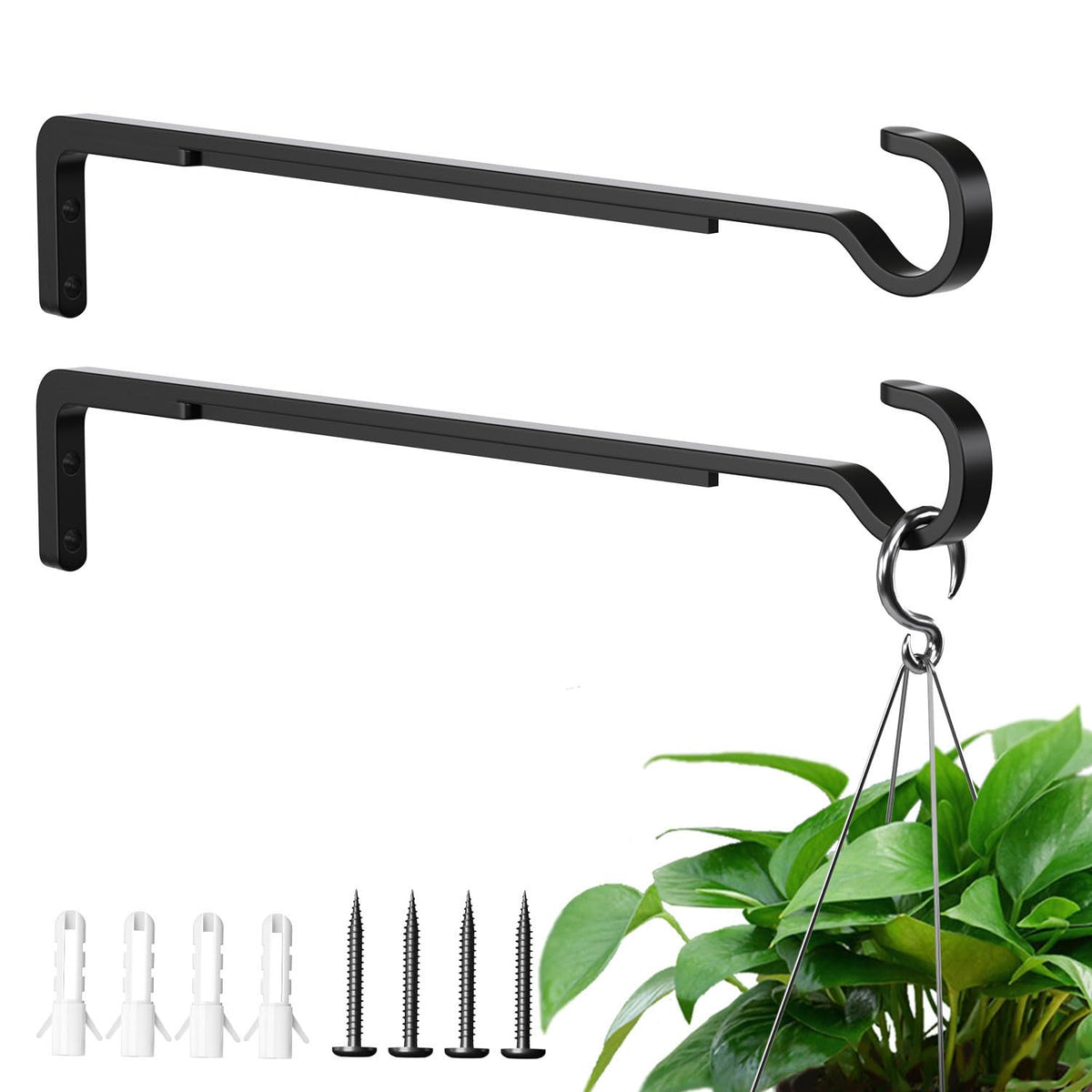 Saffruff 14-inch plant hanger mounted outdoors with heavy-duty support for baskets.