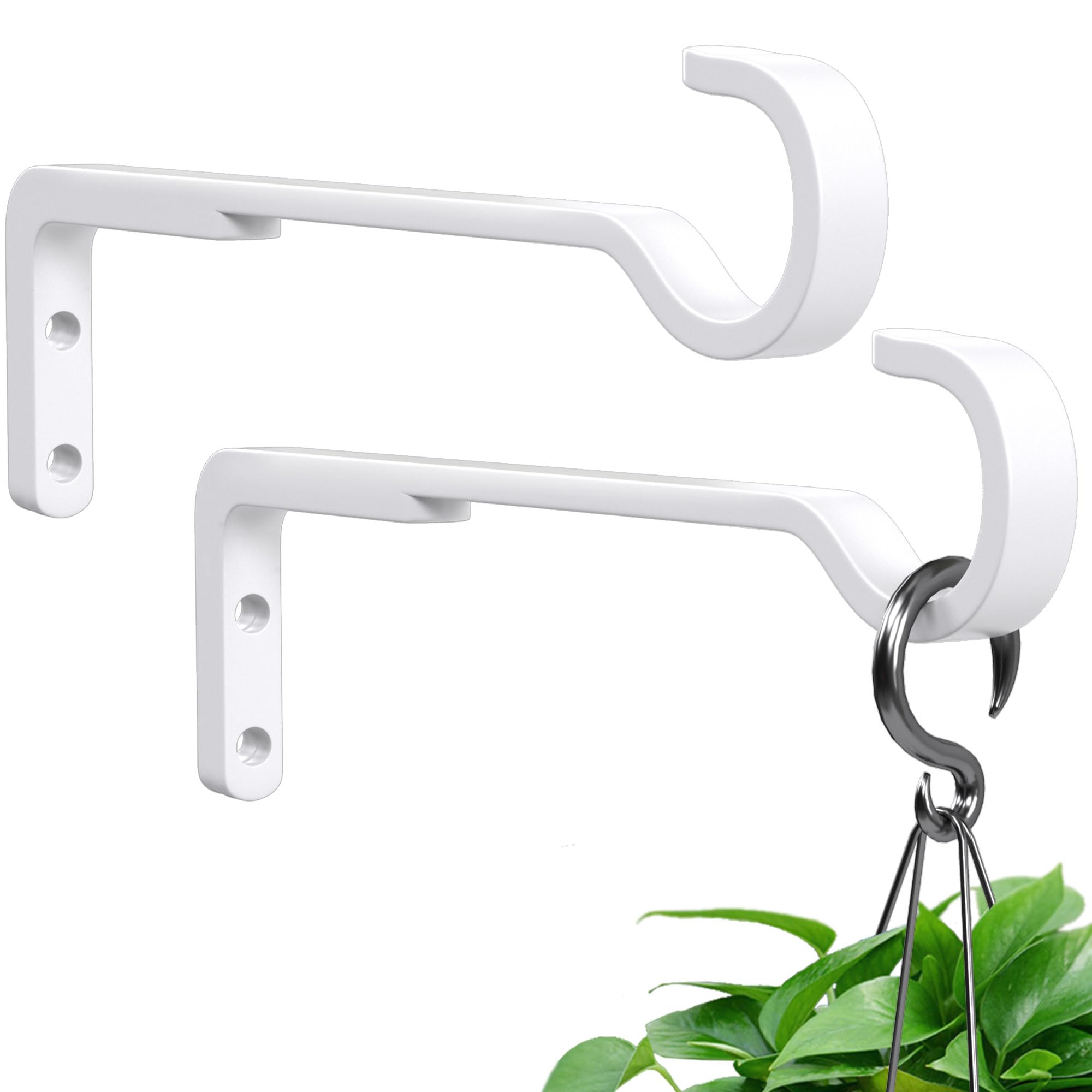 Saffruff 8inch iron plant hanger white for sturdy outdoor display