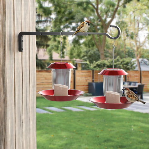 Saffruff bird feeder hanger adds a stable outdoor feeding station.