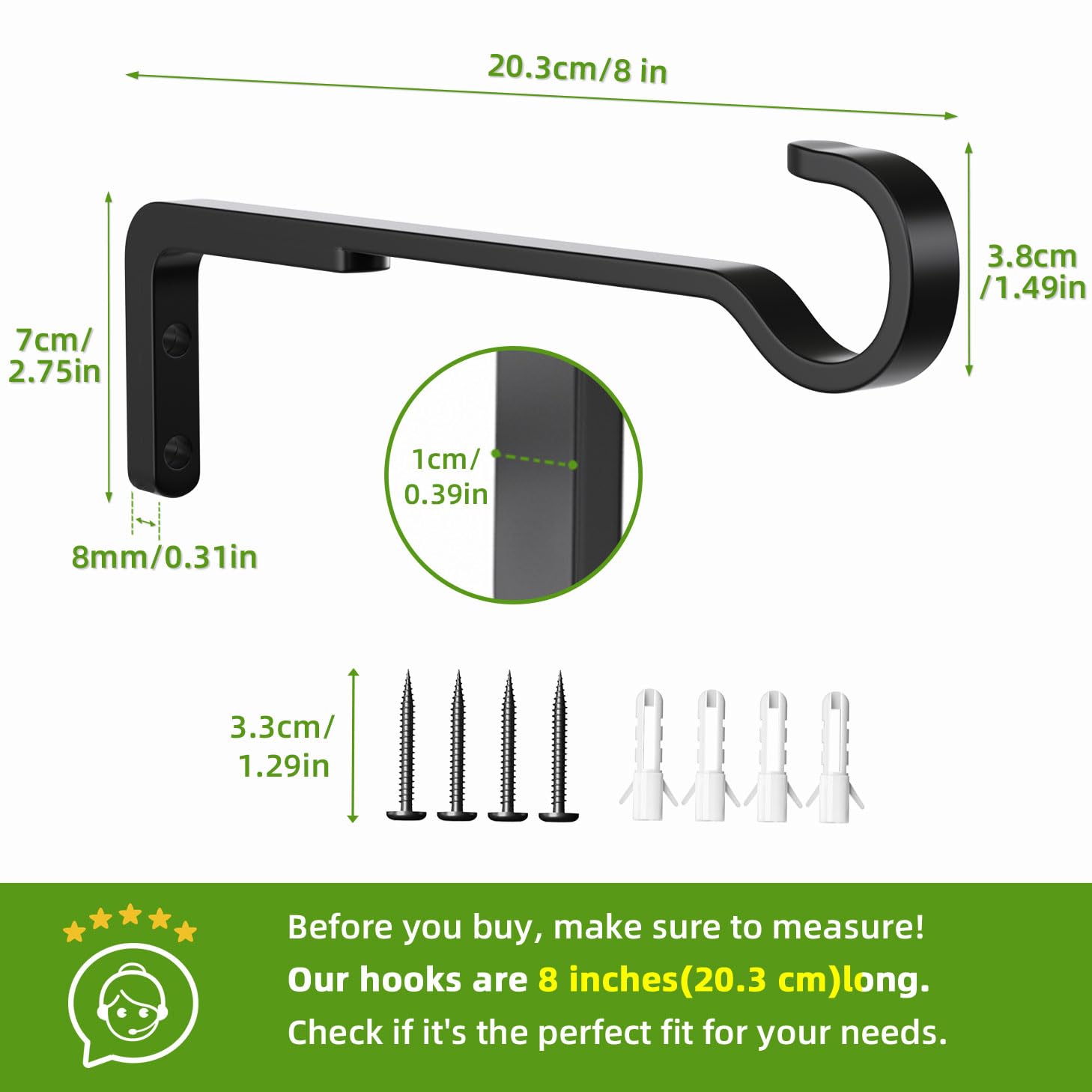 Saffruff heavy-duty plant hooks with reinforced design support heavy pots.