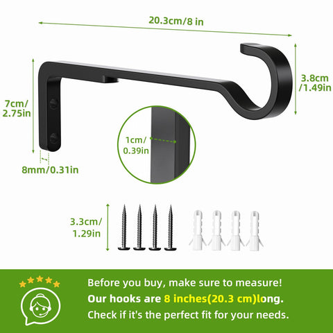 Saffruff heavy-duty plant hooks with reinforced design support heavy pots.
