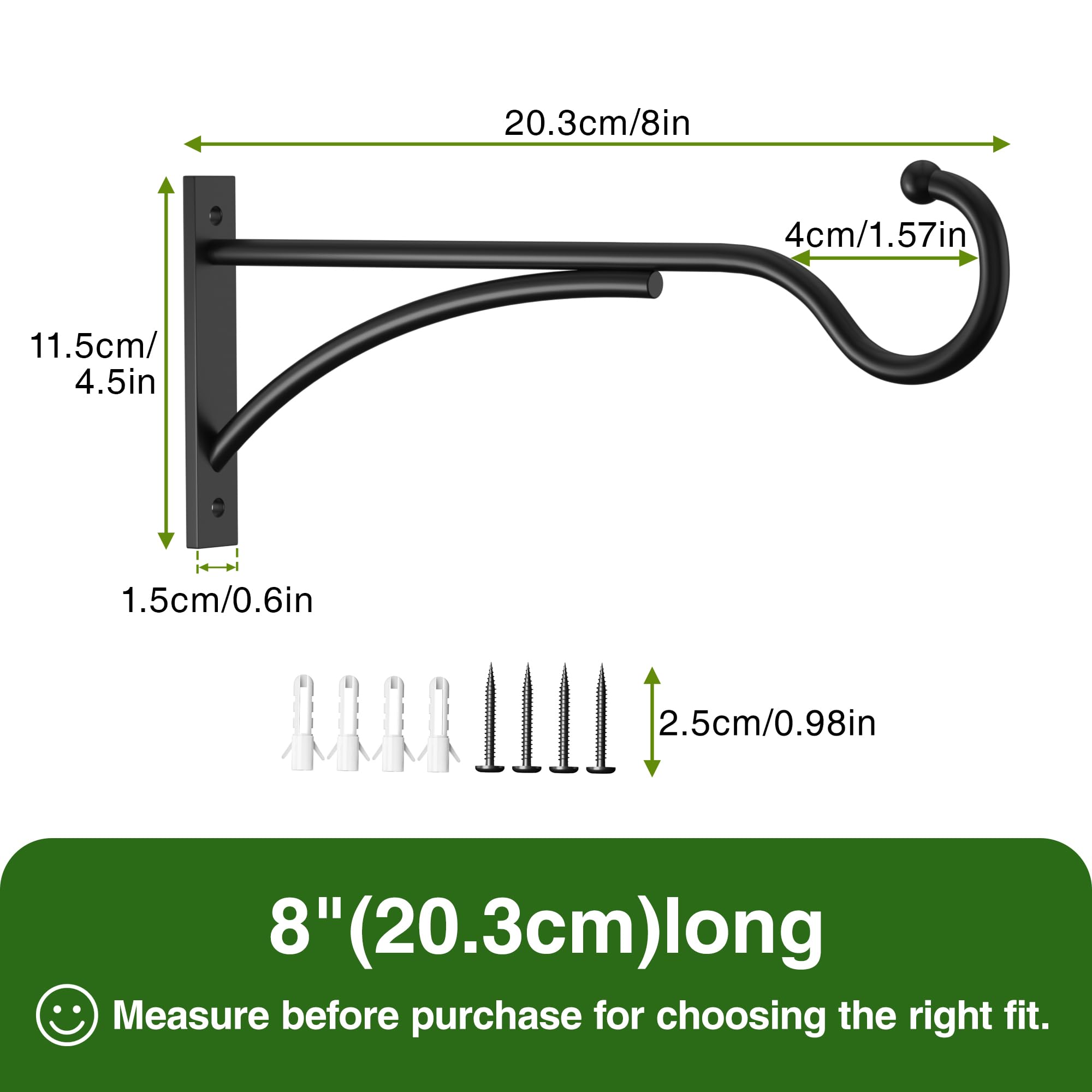 Saffruff matte black outdoor plant hook resists rust for long-term use.