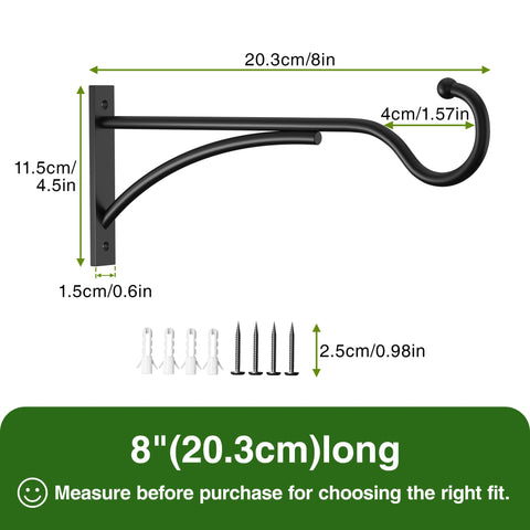 Saffruff matte black outdoor plant hook resists rust for long-term use.