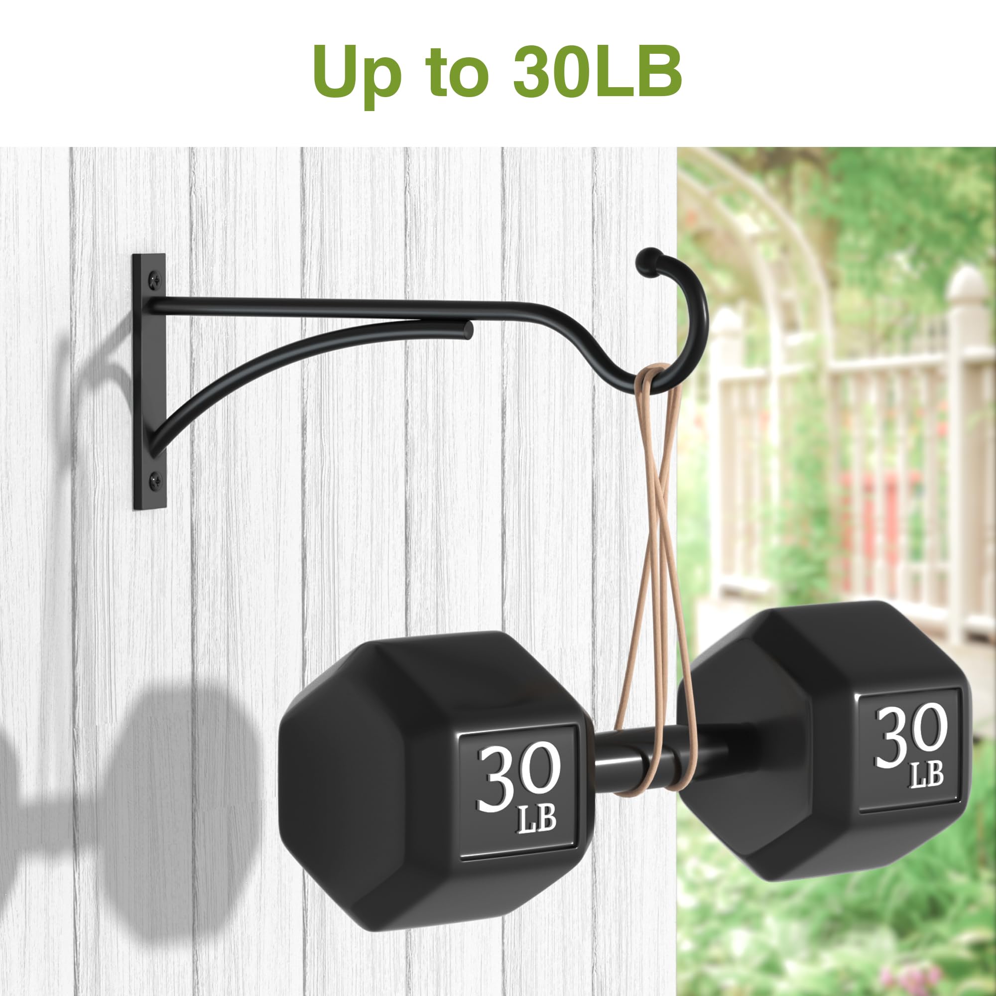 Saffruff multi-purpose plant hook ideal for baskets, bird feeders, and lanterns.