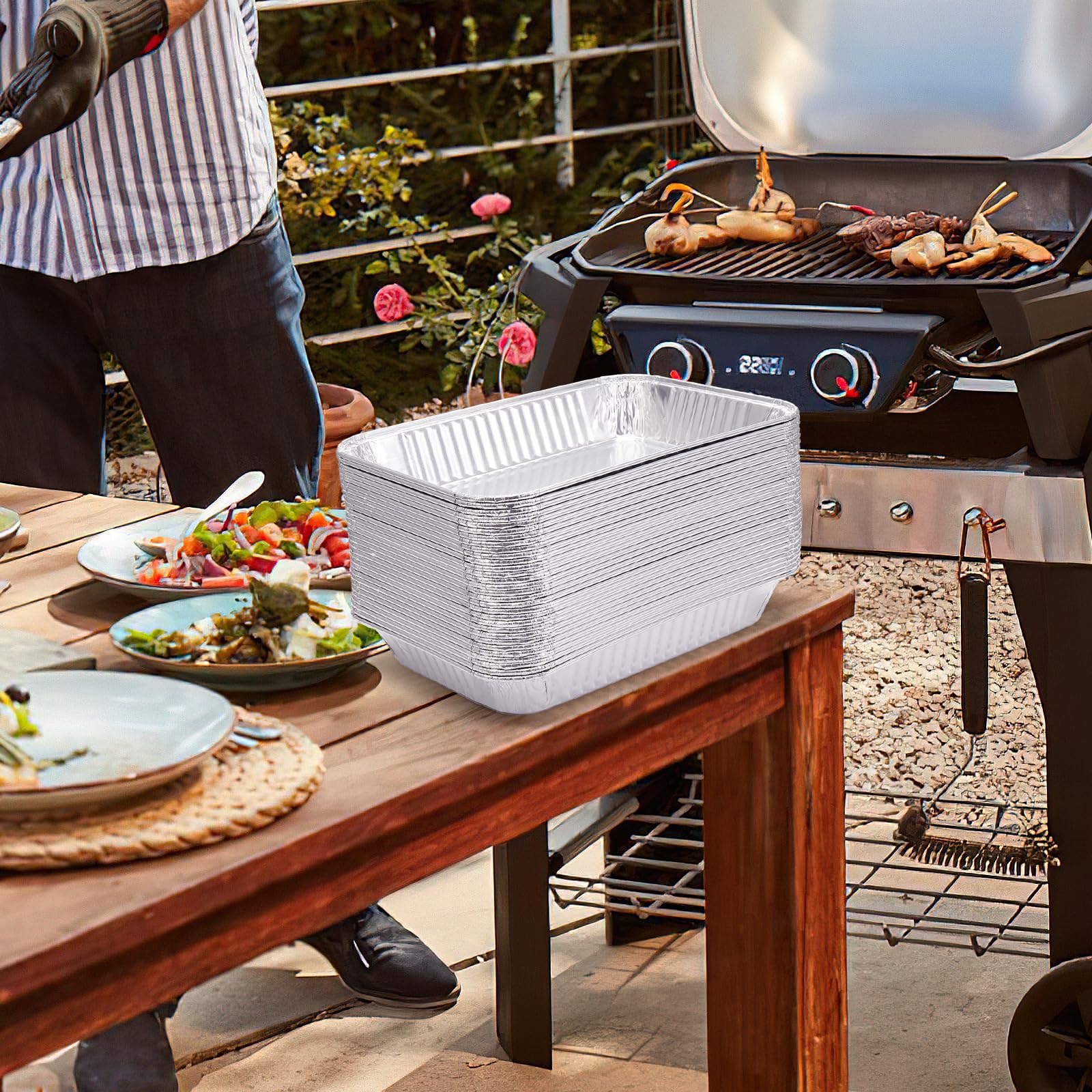 Sageme pan liners help keep grill deck clean and ready for next cook.