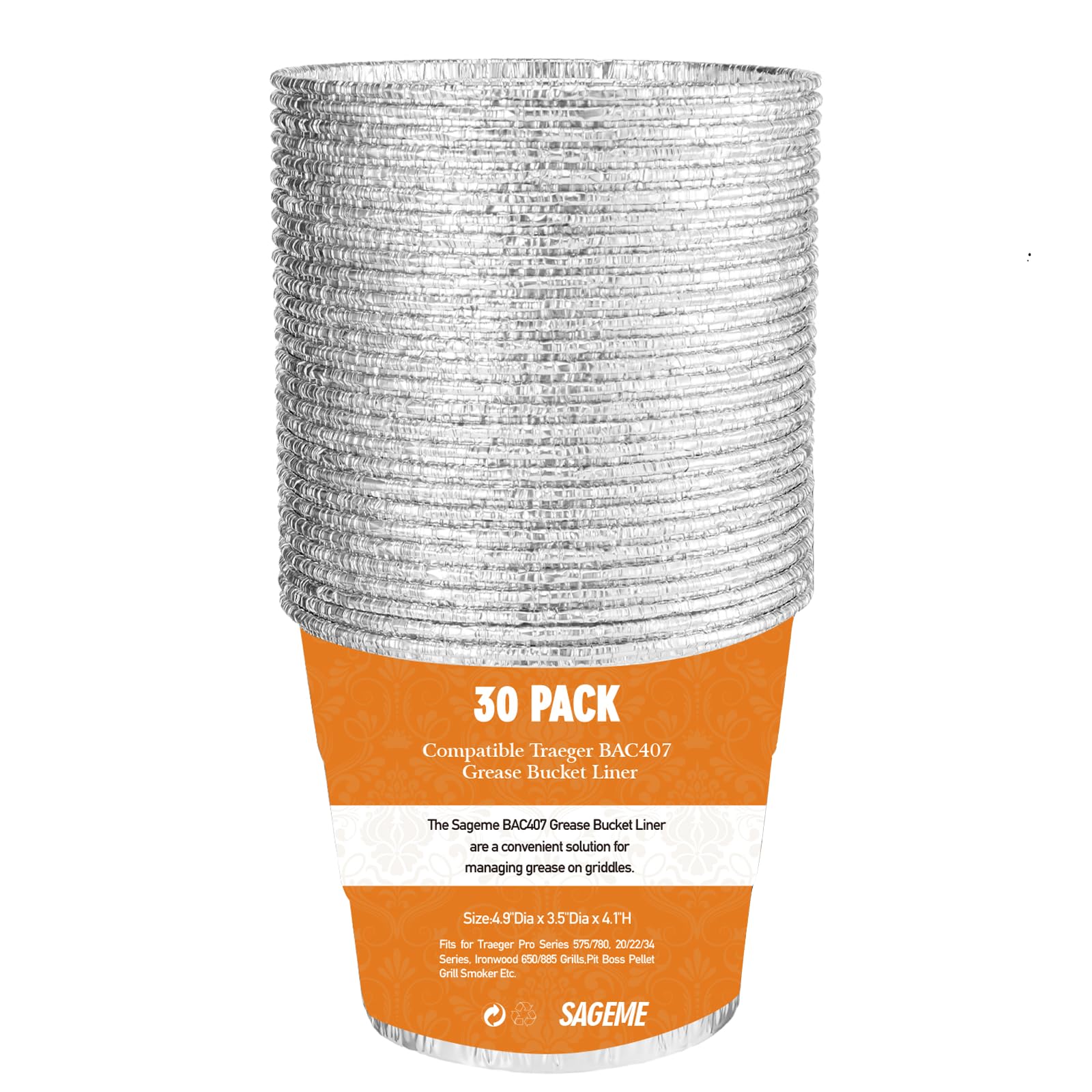 Sageme grease bucket liner in Traeger grill for easy cleanup.
