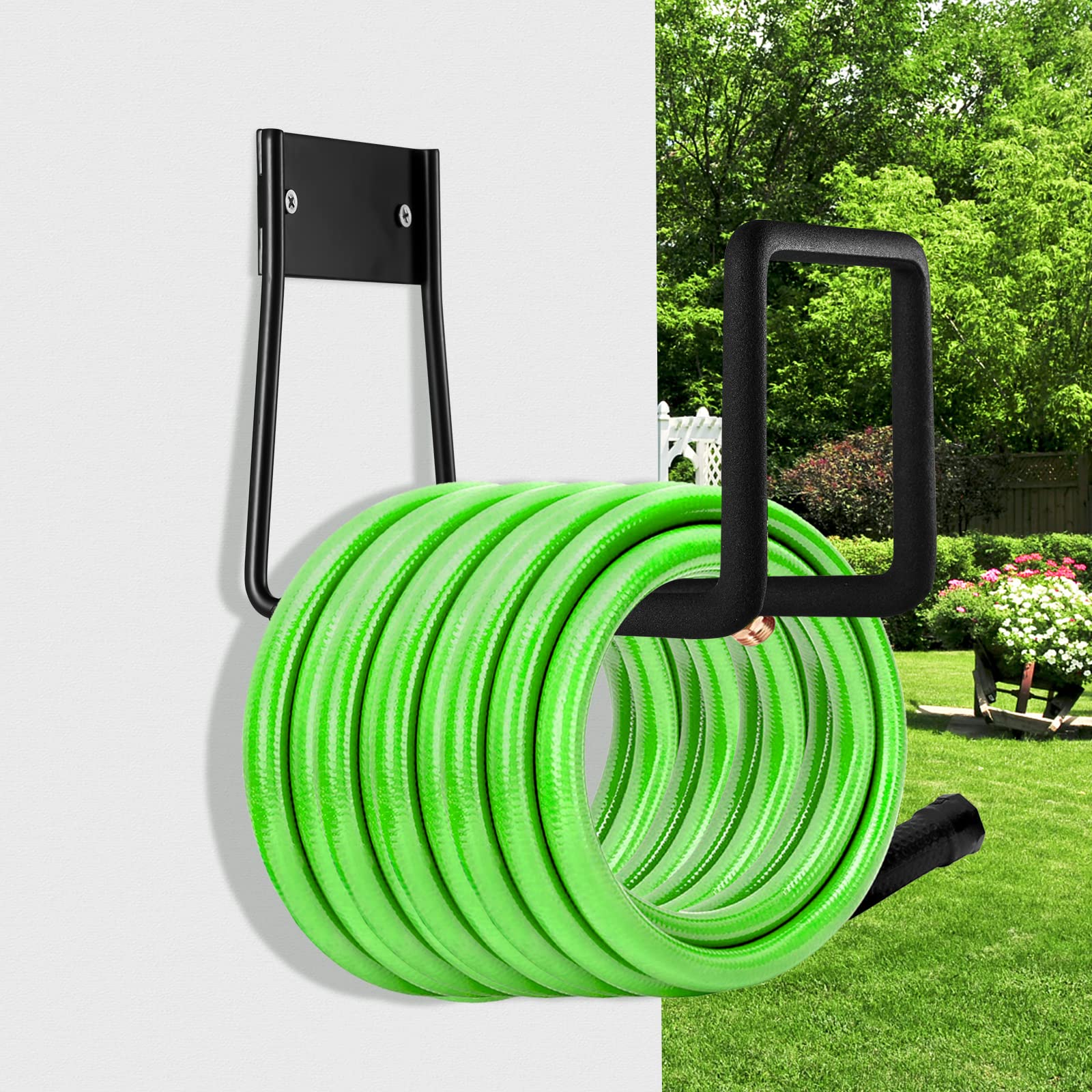 Sageme hose hanger capacity highlights up to 175 ft of hose.