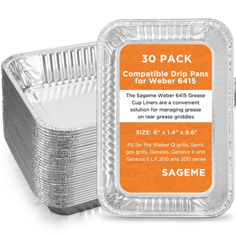 Sageme Weber drip pan 30-pack catch grease for simple, mess-free grilling cleanup.