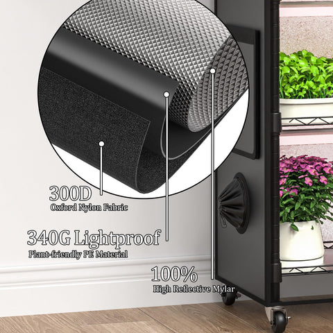 Sagrynfp 300D Oxford fabric interior reflects light for even growth.
