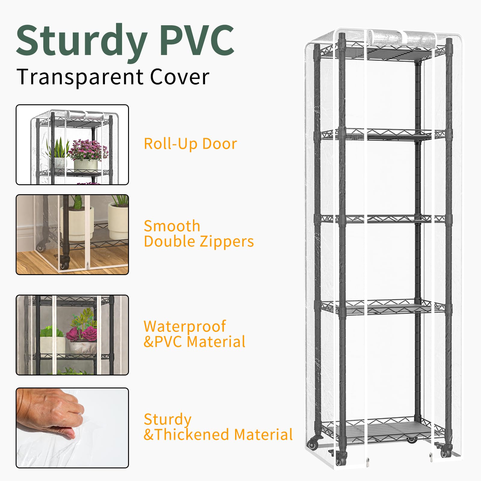 Sagrynfp transparent PVC lid with roll-up door for easy access.
