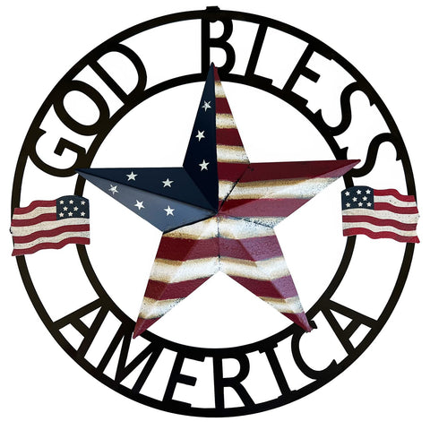 SAGUZOU God Bless America metal star front door sign for warm welcomes