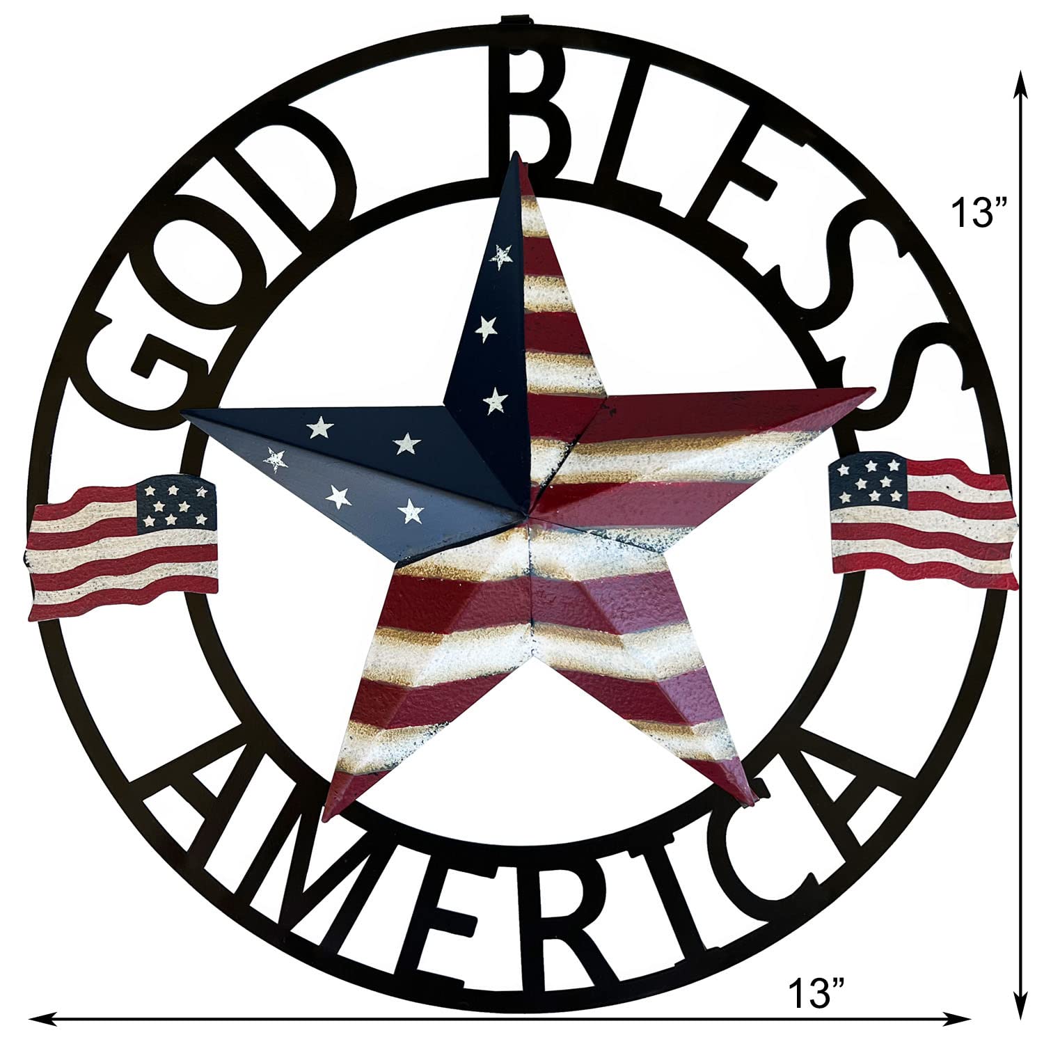 SAGUZOU metal star wall decor with US flag stripes and patriotic flair