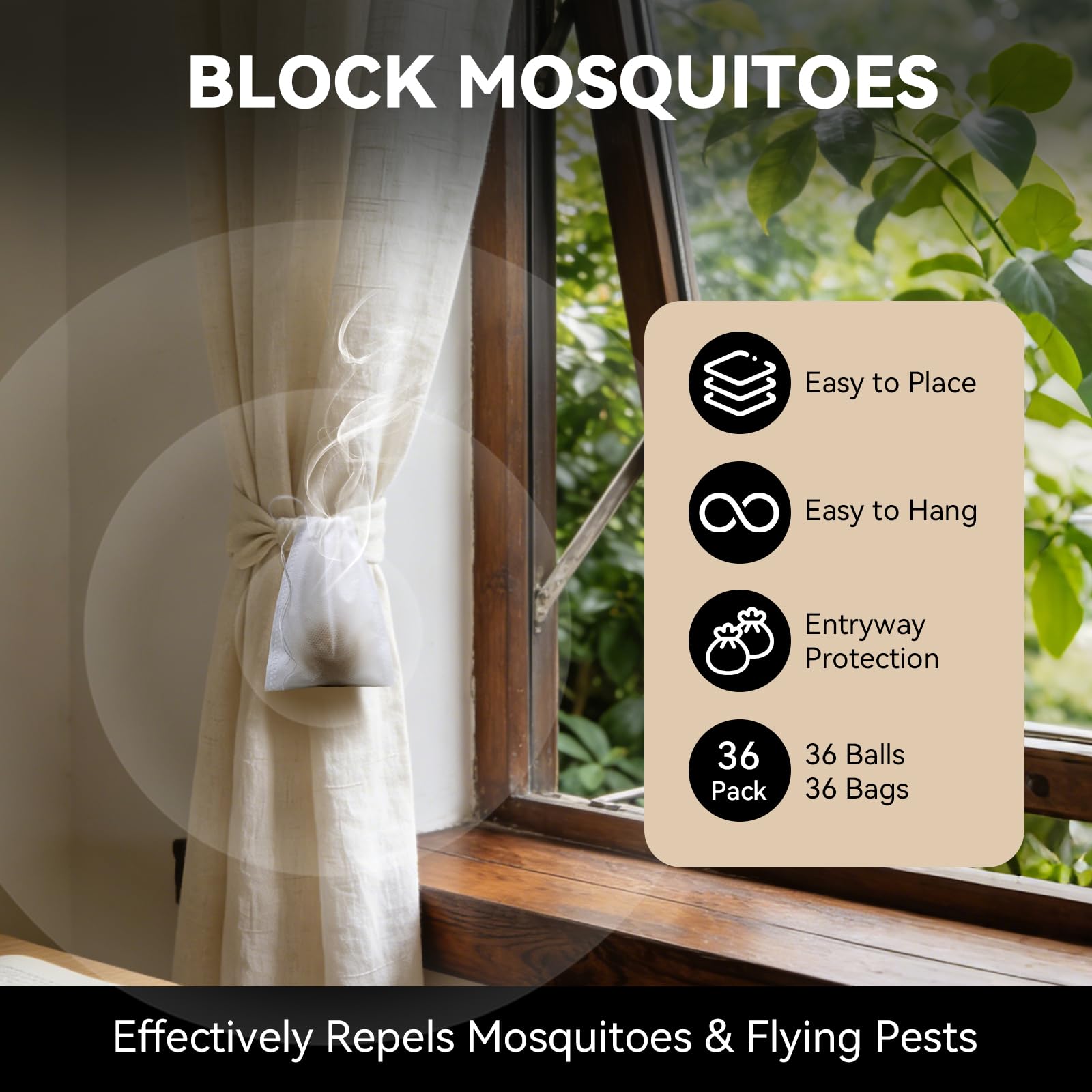SAHETO Mosquito Repellent 36 Balls long-lasting scent for 30–90 days.