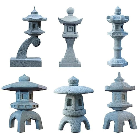 Saihisday pagoda lantern miniature decor for tranquil bonsai or fish tank display