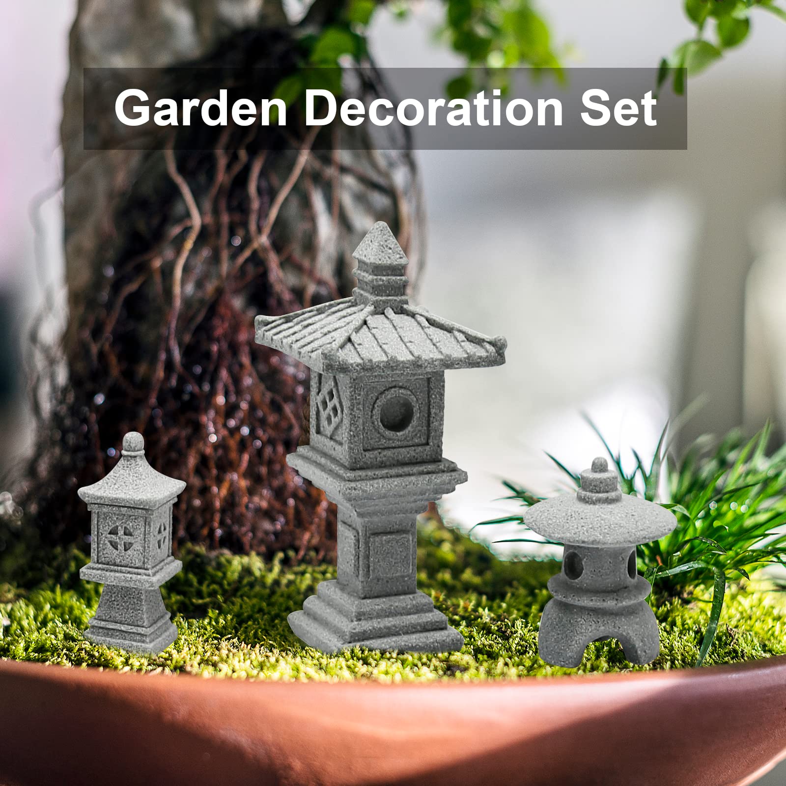 Saihisday zen garden pagoda ornament suits shelf or desk display.