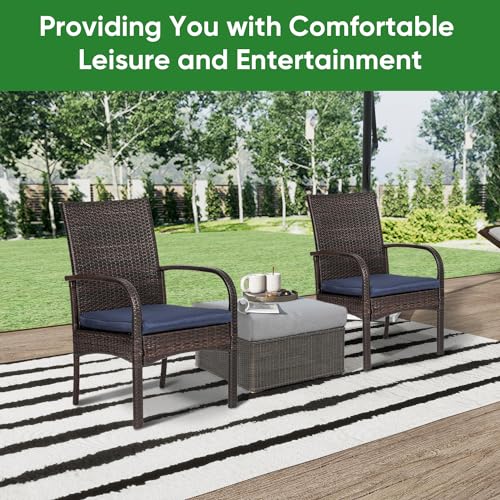 SAILARY wicker chair with deep seat and thick cushion for relaxed seating