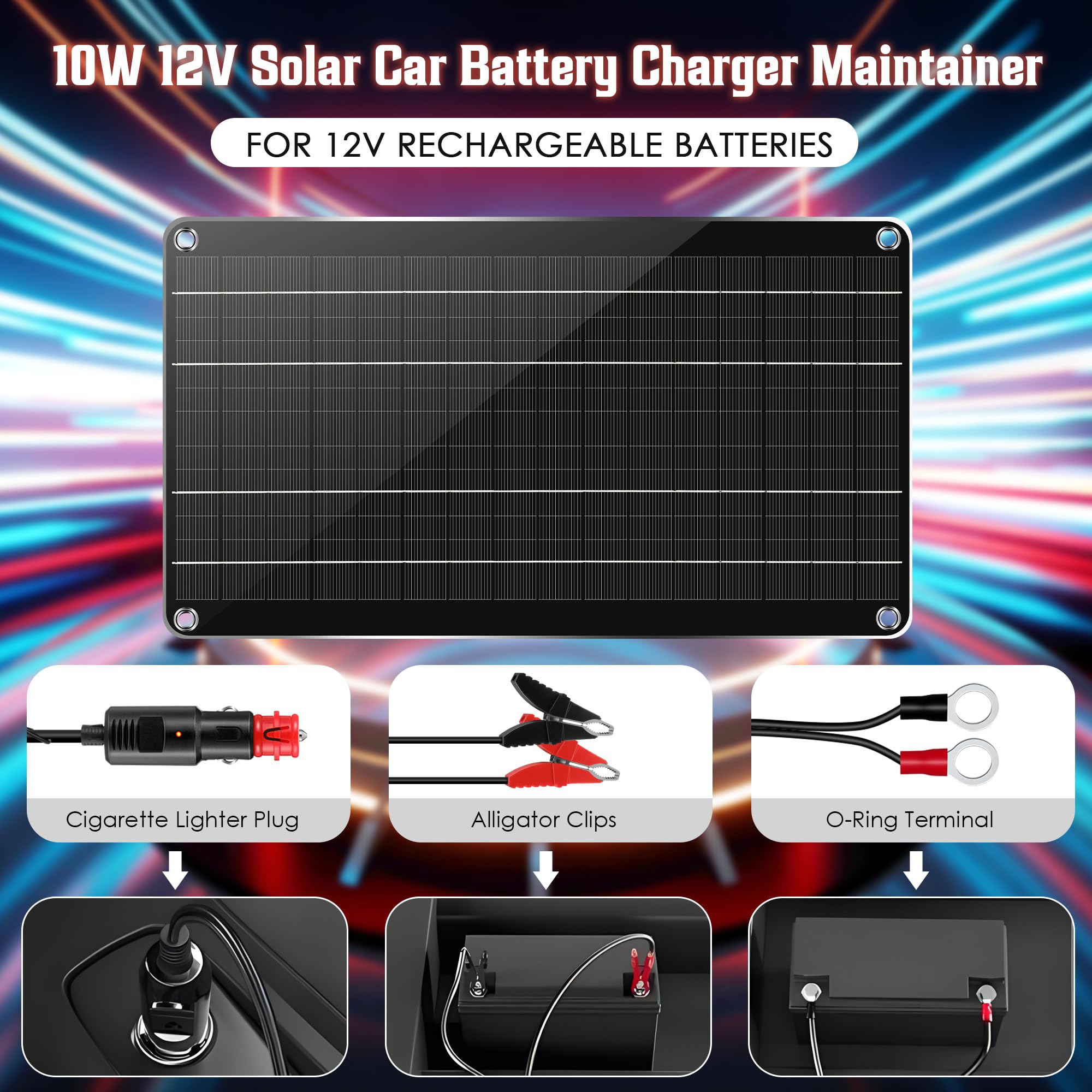 Saillong 12V battery maintainer with cigarette lighter plug for quick connect.