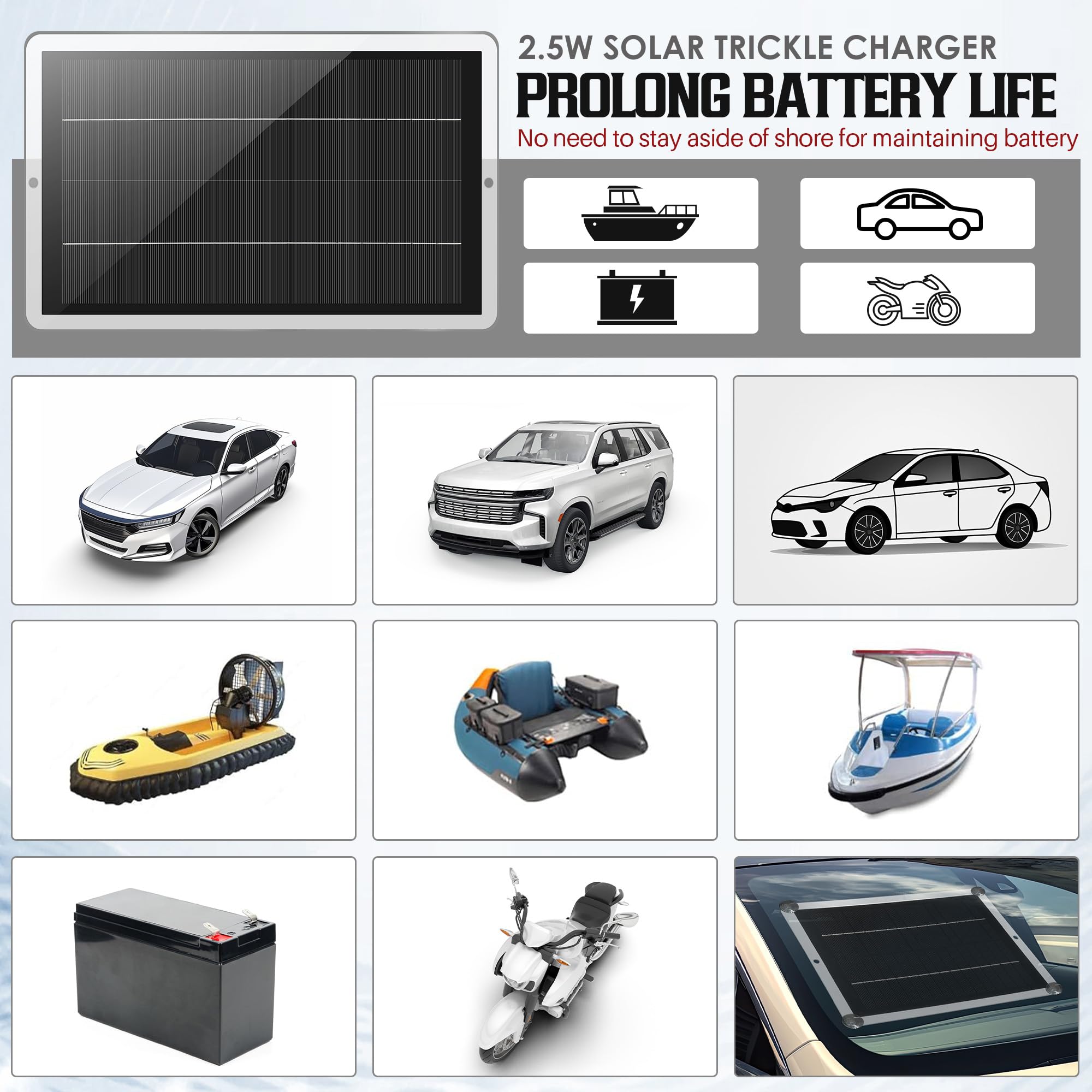 Saillong 12V trickle charger helps maintain battery life across vehicles.