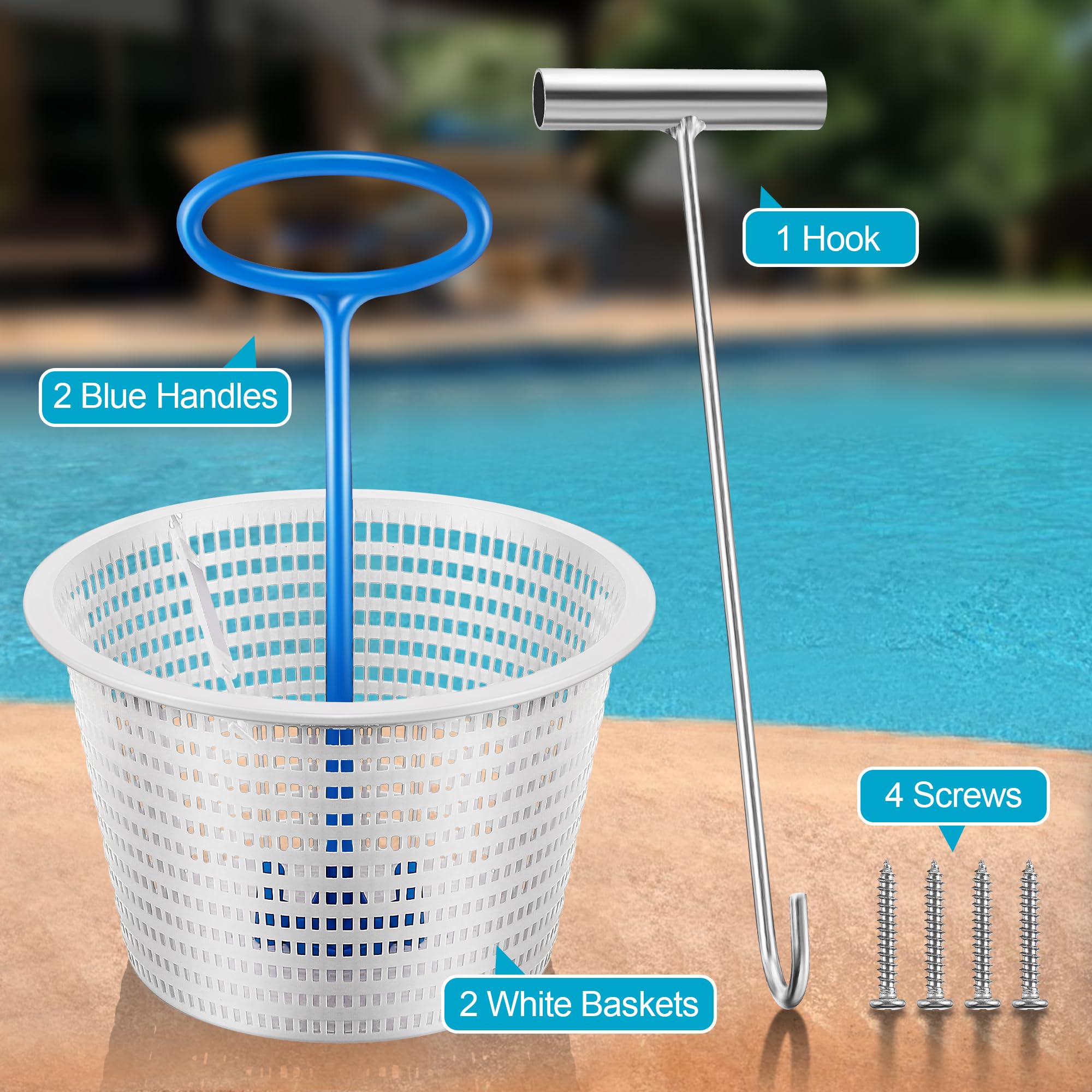 Saillong assembled skimmer basket installation shows easy screw attachment.