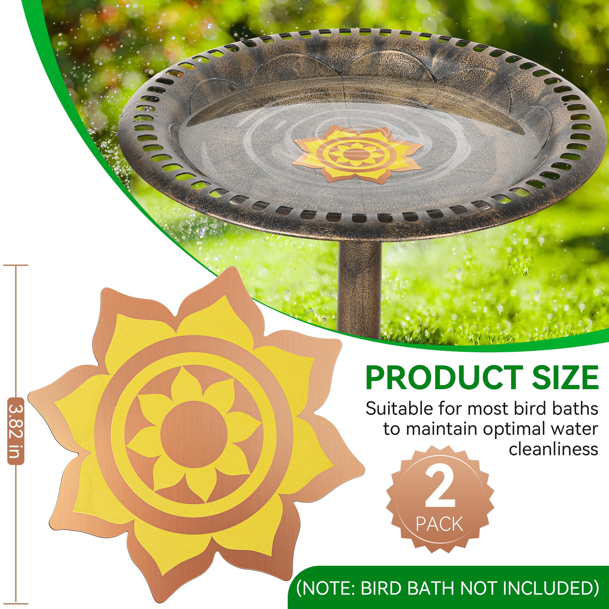 Saillong copper bird bath disk with anti-slip edge for secure placement.