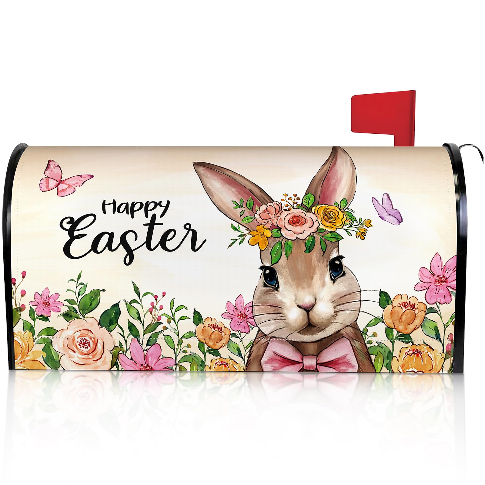 Saillong Easter mailbox cover shows a bunny with flowers to boost curb appeal.