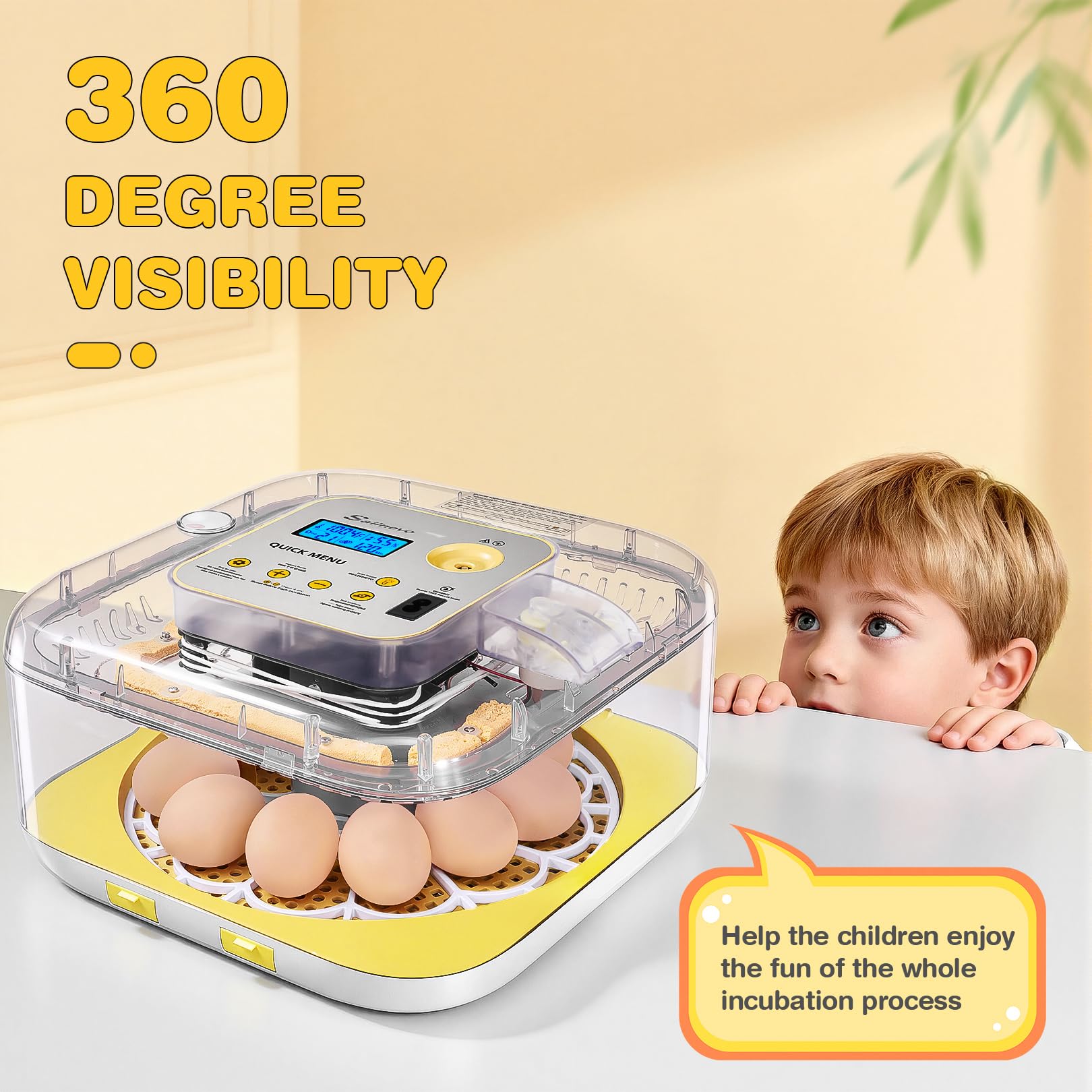 Sailnovo built-in egg candler lets you observe embryos without extra gear