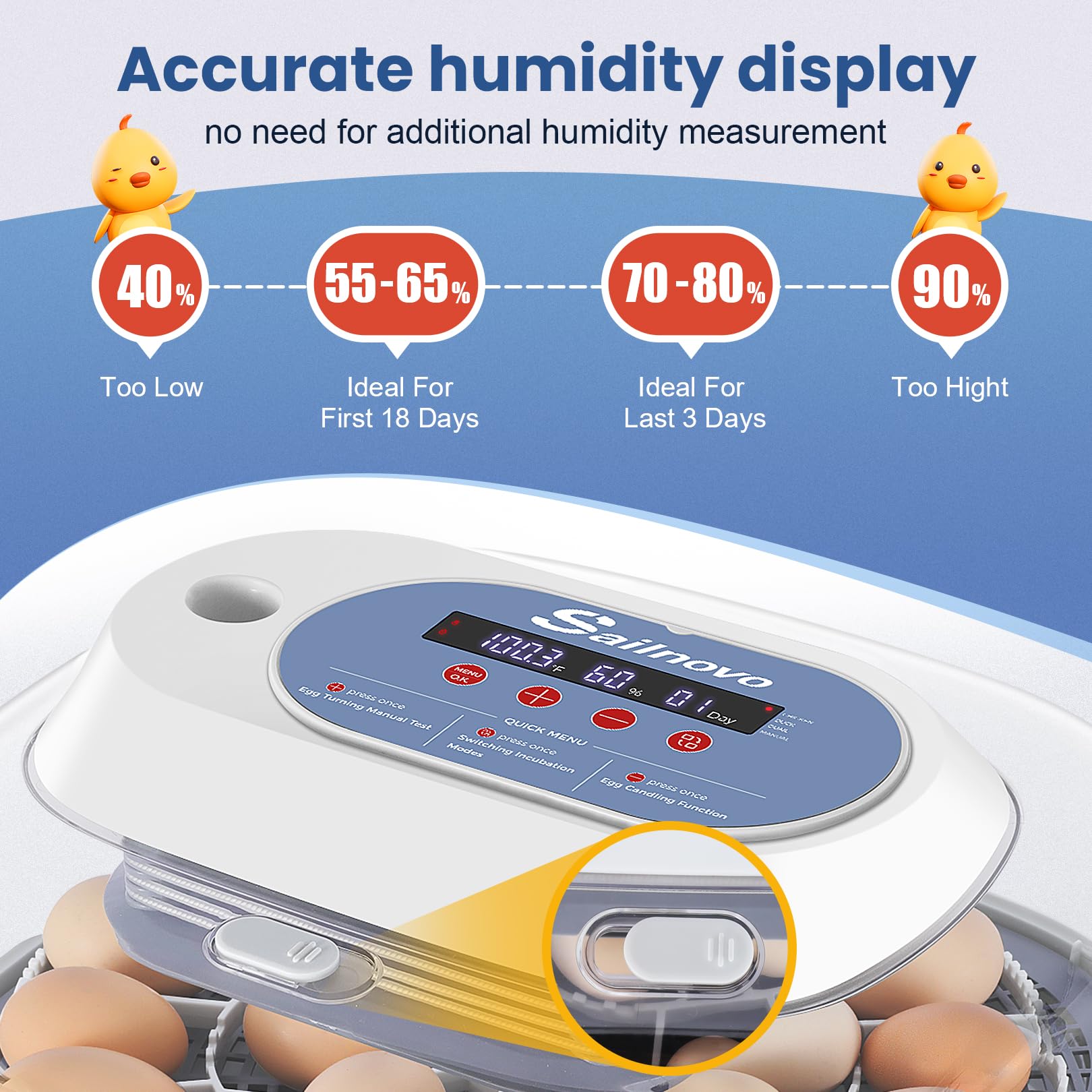Sailnovo external humidity ports enable easy adjustment without opening the lid