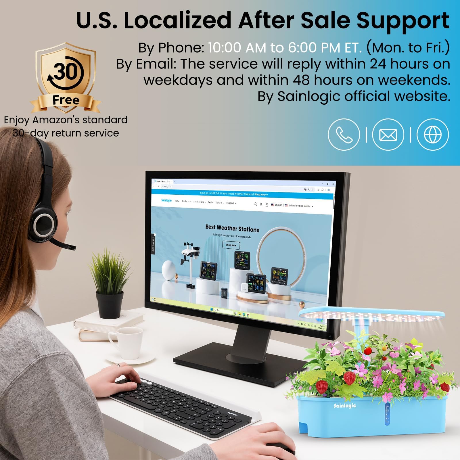 Sainlogic indoor garden growing herbs, vegetables, and flowers in compact space