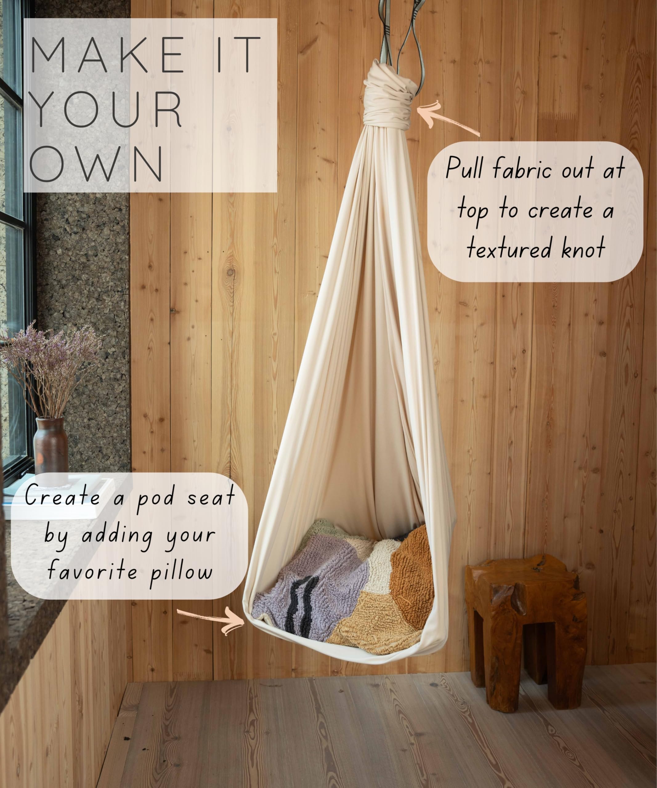 Saint Esen calming sensory swing promotes relaxation during busy days.