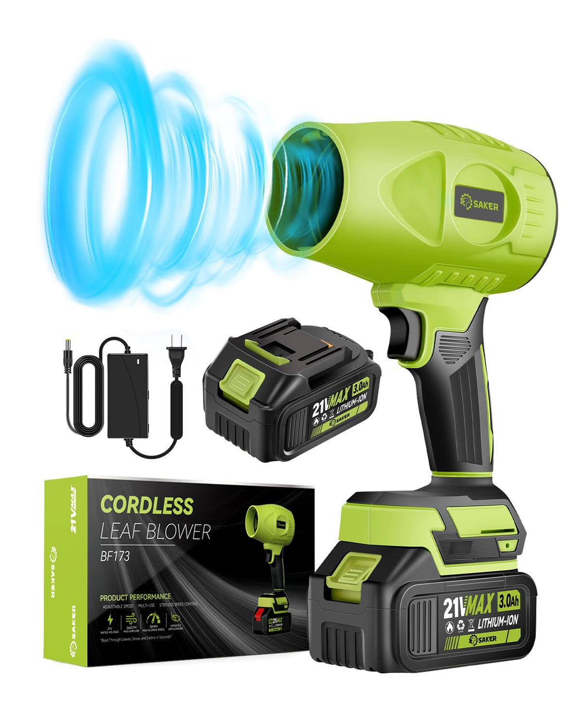 Saker cordless leaf blower drying patio for quick outdoor maintenance