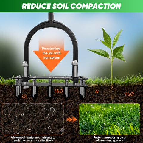 Saker double-layer spring system ejecting soil during aeration