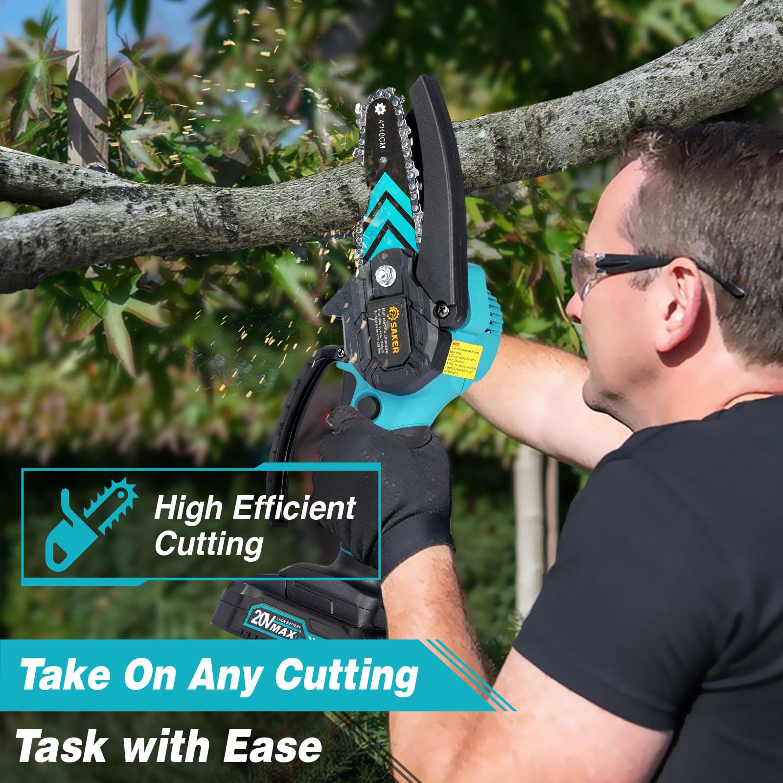 Saker guide bar in action showing easy installation on a chainsaw.