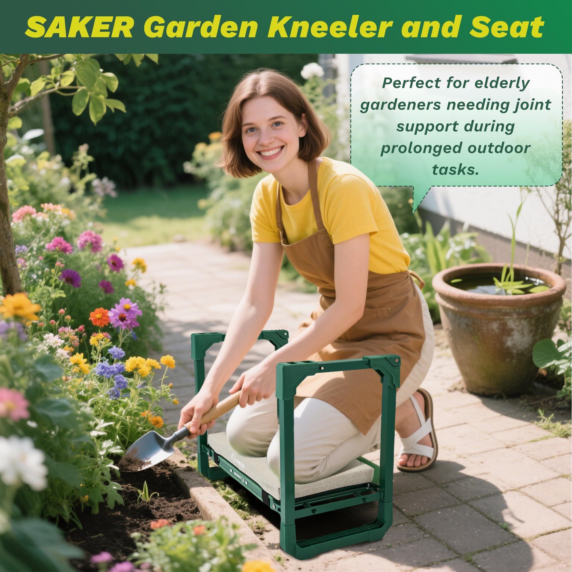 Saker garden kneeler 400lbs capacity supports heavy chores