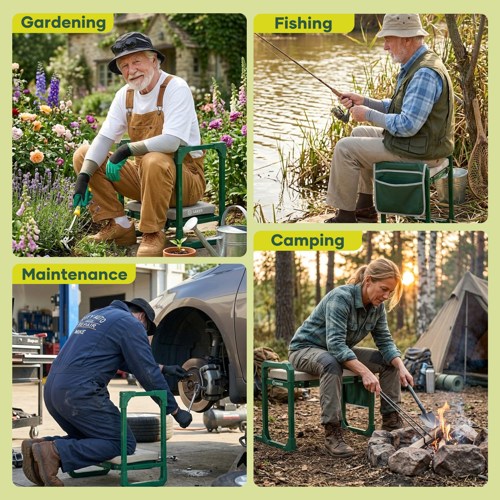 Saker garden kneeler zero-assembly setup for quick use