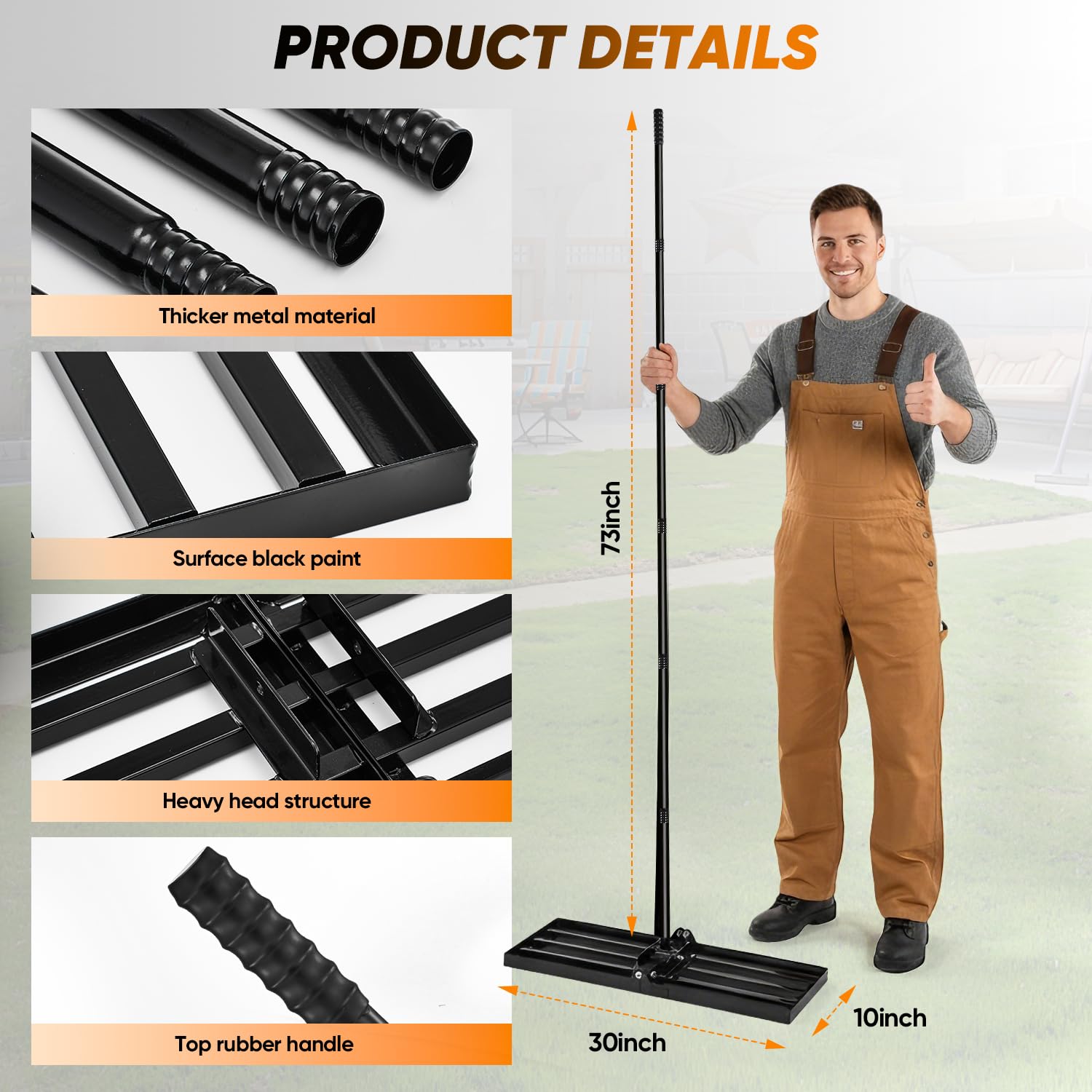 Saker Lawn Leveling Rake powder coat finish resists rust