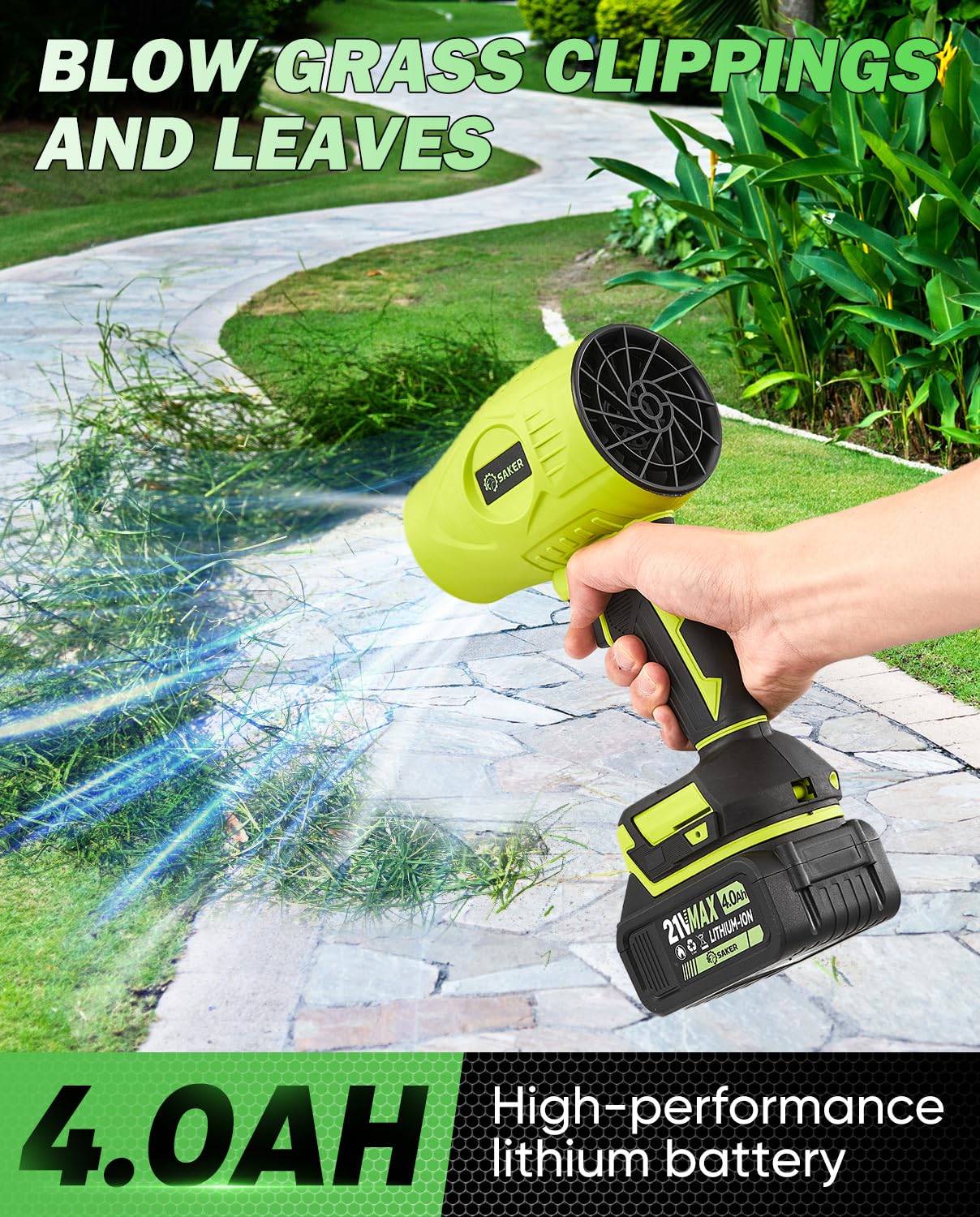 Saker leaf blower with case and charger for organized storage and travel