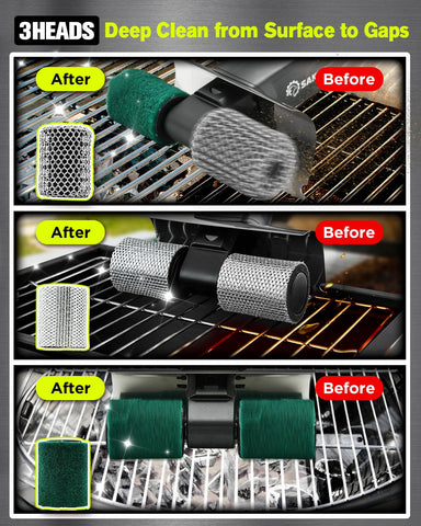 Saker LED spotlight guides nighttime grill cleaning with precision and visibility.