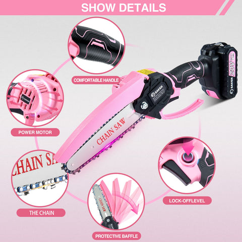 Saker Mini Chainsaw 6-inch cutting surface handles thicker branches.