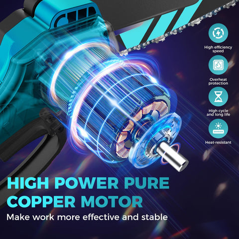 Saker Mini Chainsaw copper motor emphasizes high torque.