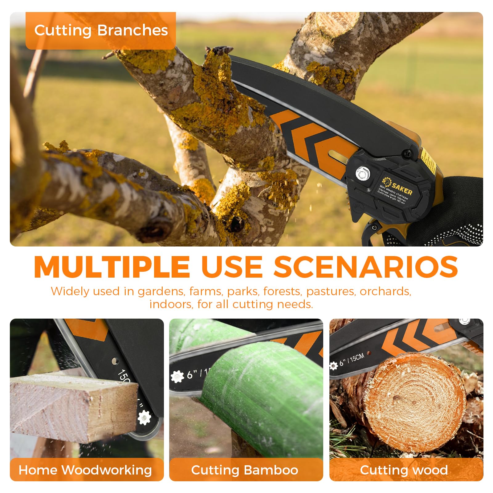Saker Mini Chainsaw upgraded copper wire motor boosts power